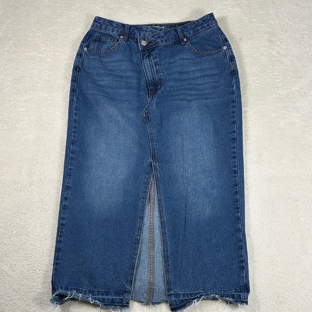 Skirt Jean Maxi Women's 30 Blue Denim Front Split